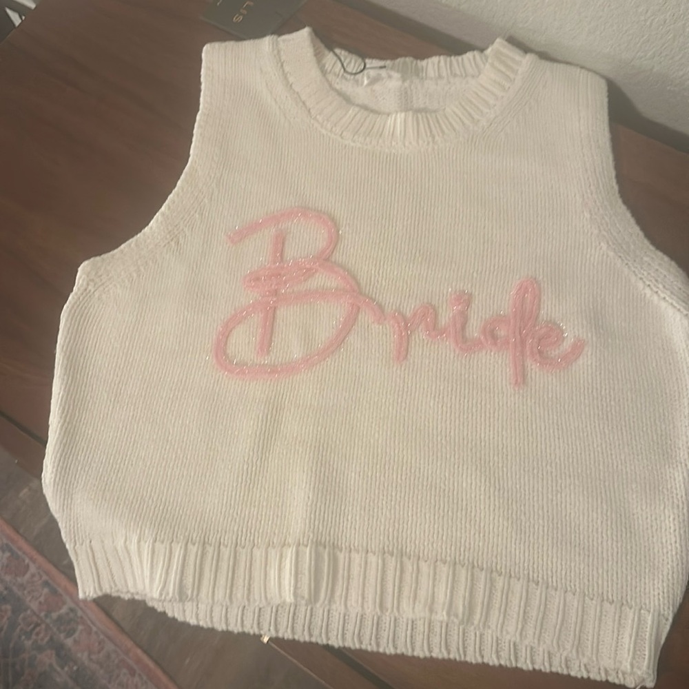 Cropped Sleeveless Barbie Bride Sweater